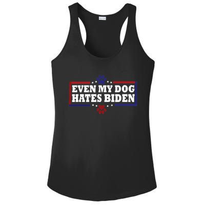 Even My Dog Hates Biden Shirt Funny Anti President Joe Biden Ladies PosiCharge Competitor Racerback Tank