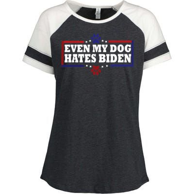 Even My Dog Hates Biden Shirt Funny Anti President Joe Biden Enza Ladies Jersey Colorblock Tee