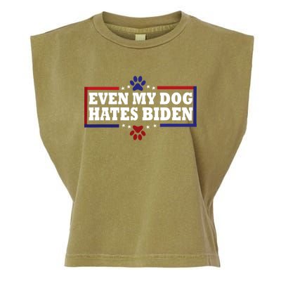 Even My Dog Hates Biden Shirt Funny Anti President Joe Biden Garment-Dyed Women's Muscle Tee