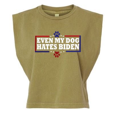 Even My Dog Hates Biden Shirt Funny Anti President Joe Biden Garment-Dyed Women's Muscle Tee