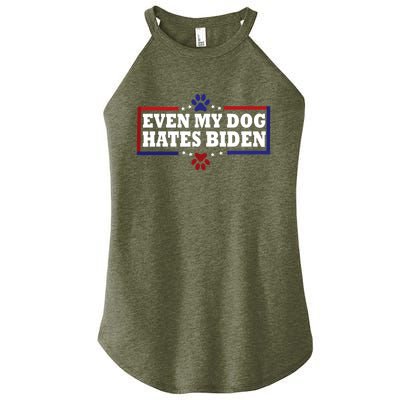 Even My Dog Hates Biden Shirt Funny Anti President Joe Biden Women's Perfect Tri Rocker Tank