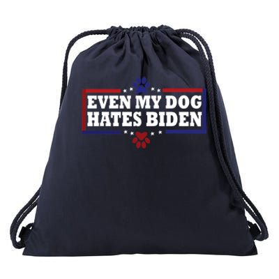 Even My Dog Hates Biden Shirt Funny Anti President Joe Biden Drawstring Bag