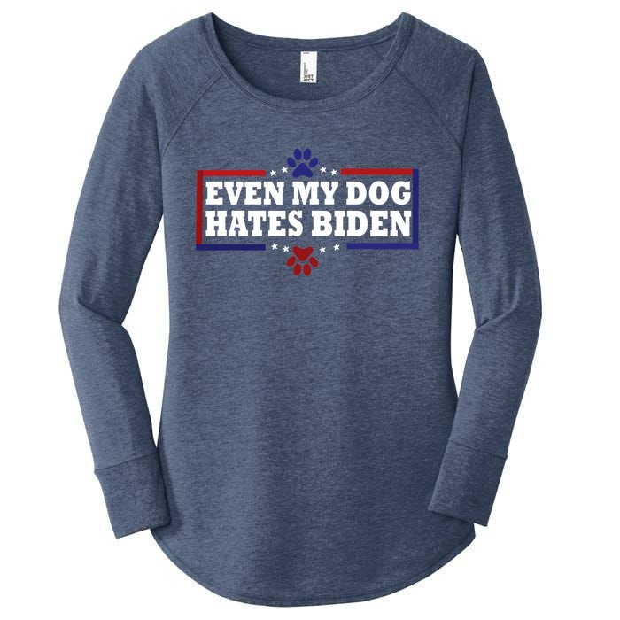 Even My Dog Hates Biden Shirt Funny Anti President Joe Biden Women's Perfect Tri Tunic Long Sleeve Shirt