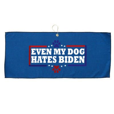 Even My Dog Hates Biden Shirt Funny Anti President Joe Biden Large Microfiber Waffle Golf Towel