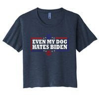 Even My Dog Hates Biden Shirt Funny Anti President Joe Biden Women's Crop Top Tee