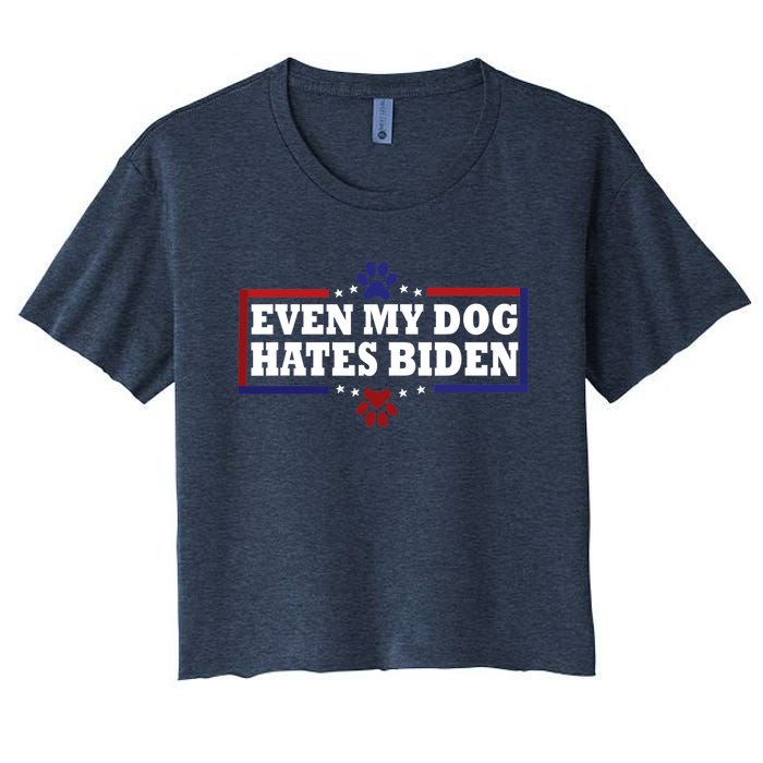 Even My Dog Hates Biden Shirt Funny Anti President Joe Biden Women's Crop Top Tee