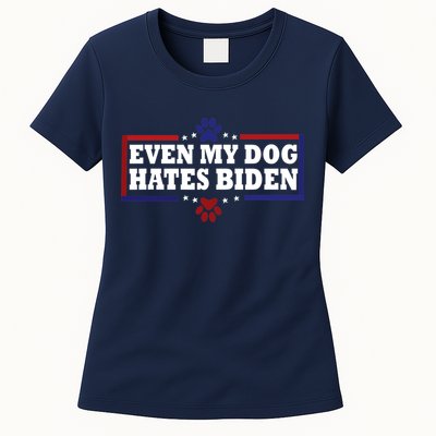 Even My Dog Hates Biden Shirt Funny Anti President Joe Biden Womens T-Shirt