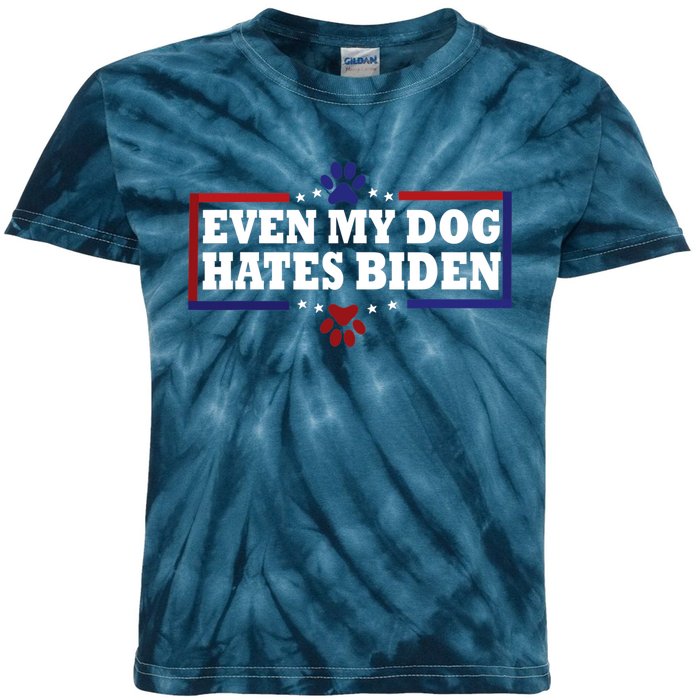 Even My Dog Hates Biden Shirt Funny Anti President Joe Biden Kids Tie-Dye T-Shirt