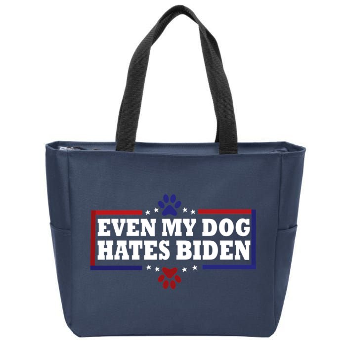 Even My Dog Hates Biden Shirt Funny Anti President Joe Biden Zip Tote Bag