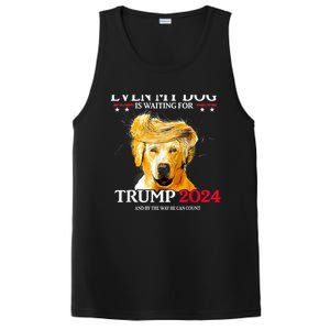 Even My Dog Is Waiting For Trump 2024 Funny Dog Trump Hair PosiCharge Competitor Tank