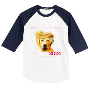 Even My Dog Is Waiting For Trump 2024 Funny Dog Trump Hair Baseball Sleeve Shirt