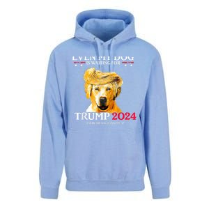 Even My Dog Is Waiting For Trump 2024 Funny Dog Trump Hair Unisex Surf Hoodie