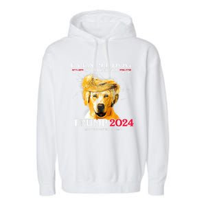 Even My Dog Is Waiting For Trump 2024 Funny Dog Trump Hair Garment-Dyed Fleece Hoodie