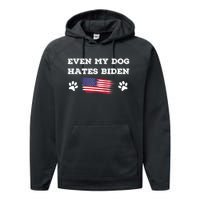 Even My Dog Hates Biden Conservative Anti Liberal US Flag Performance Fleece Hoodie