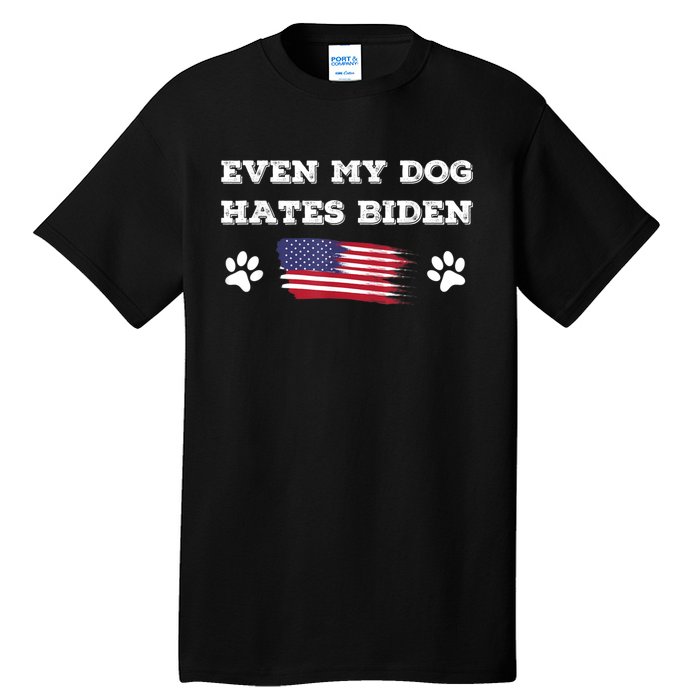 Even My Dog Hates Biden Conservative Anti Liberal US Flag Tall T-Shirt