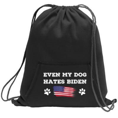 Even My Dog Hates Biden Conservative Anti Liberal US Flag Sweatshirt Cinch Pack Bag