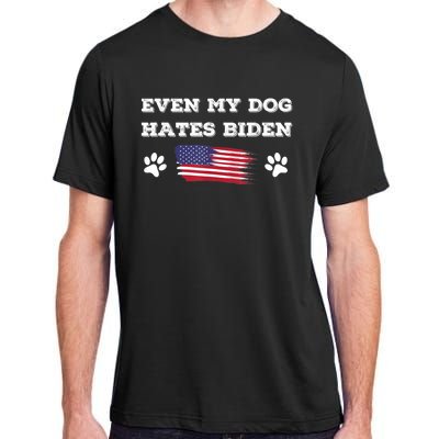 Even My Dog Hates Biden Conservative Anti Liberal US Flag Adult ChromaSoft Performance T-Shirt