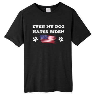 Even My Dog Hates Biden Conservative Anti Liberal US Flag Tall Fusion ChromaSoft Performance T-Shirt