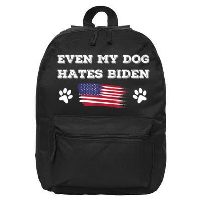 Even My Dog Hates Biden Conservative Anti Liberal US Flag 16 in Basic Backpack