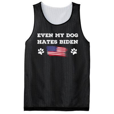 Even My Dog Hates Biden Conservative Anti Liberal US Flag Mesh Reversible Basketball Jersey Tank