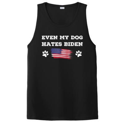 Even My Dog Hates Biden Conservative Anti Liberal US Flag PosiCharge Competitor Tank