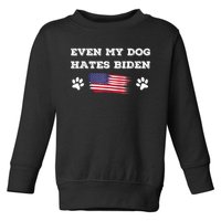 Even My Dog Hates Biden Conservative Anti Liberal US Flag Toddler Sweatshirt