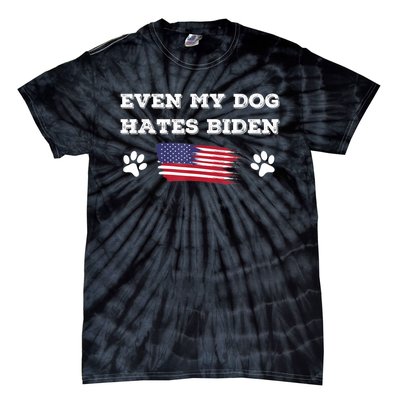 Even My Dog Hates Biden Conservative Anti Liberal US Flag Tie-Dye T-Shirt