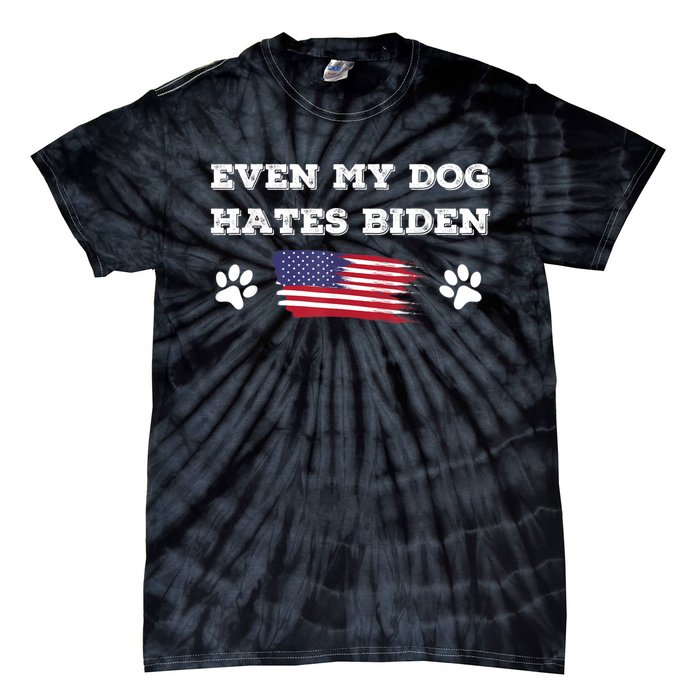 Even My Dog Hates Biden Conservative Anti Liberal US Flag Tie-Dye T-Shirt