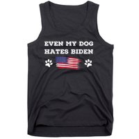 Even My Dog Hates Biden Conservative Anti Liberal US Flag Tank Top