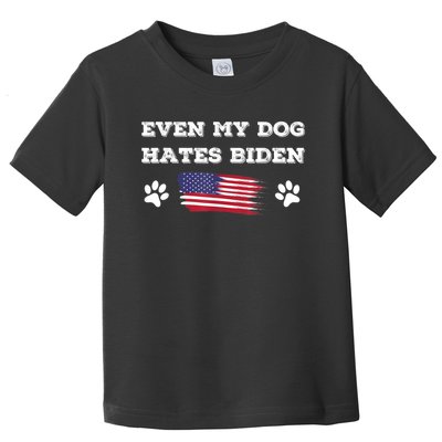 Even My Dog Hates Biden Conservative Anti Liberal US Flag Toddler T-Shirt