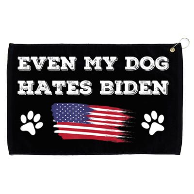 Even My Dog Hates Biden Conservative Anti Liberal US Flag Grommeted Golf Towel