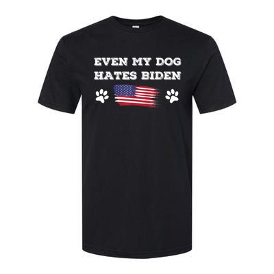 Even My Dog Hates Biden Conservative Anti Liberal US Flag Softstyle CVC T-Shirt