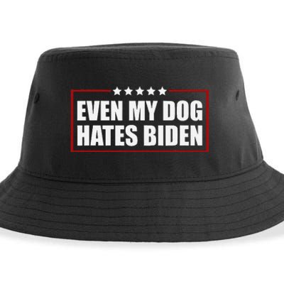 Even My Dog Hates Biden Sarcastic Political Joke Sustainable Bucket Hat