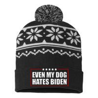 Even My Dog Hates Biden Sarcastic Political Joke USA-Made Snowflake Beanie