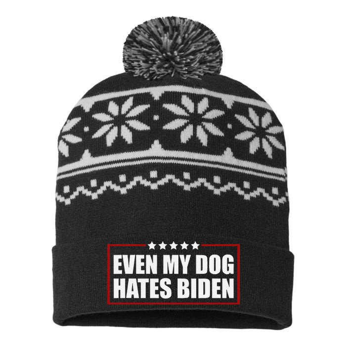 Even My Dog Hates Biden Sarcastic Political Joke USA-Made Snowflake Beanie