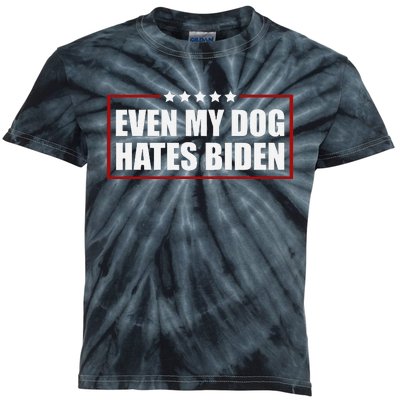 Even My Dog Hates Biden Sarcastic Political Joke Kids Tie-Dye T-Shirt