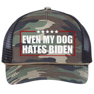 Even My Dog Hates Biden Sarcastic Political Joke Retro Rope Trucker Hat Cap