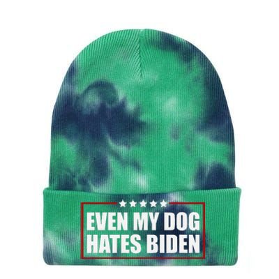 Even My Dog Hates Biden Sarcastic Political Joke Tie Dye 12in Knit Beanie