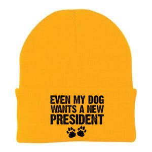 Even My Dog Wants A New President Funny Dog Paw Knit Cap Winter Beanie