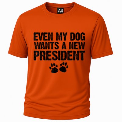 Even My Dog Wants A New President Funny Dog Paw Cooling Performance Crew T-Shirt