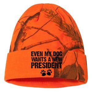 Even My Dog Wants A New President Funny Dog Paw Kati Licensed 12" Camo Beanie