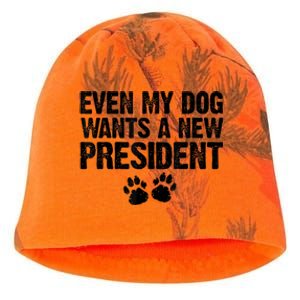 Even My Dog Wants A New President Funny Dog Paw Kati - Camo Knit Beanie