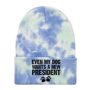 Even My Dog Wants A New President Funny Dog Paw Tie Dye 12in Knit Beanie