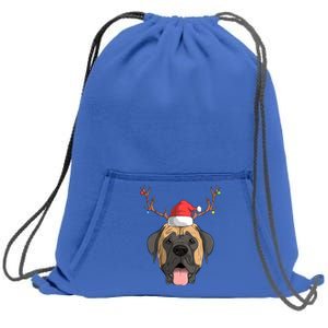 English Mastiff Dog Santa Claus Hat Christmas Xmas Reindeer Cool Gift Sweatshirt Cinch Pack Bag