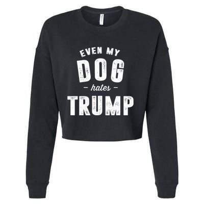 Even My Dog Hates Trump Anti President Donald Trump Cropped Pullover Crew