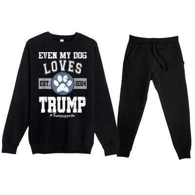 Even My Dog Loves Trump Usa Flag Election Trump Support Premium Crewneck Sweatsuit Set