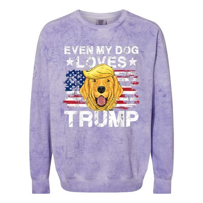 Even My Dog Loves Trump Usa Flag Election Trump Support Colorblast Crewneck Sweatshirt