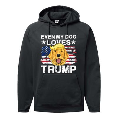 Even My Dog Loves Trump Usa Flag Election Trump Support Performance Fleece Hoodie