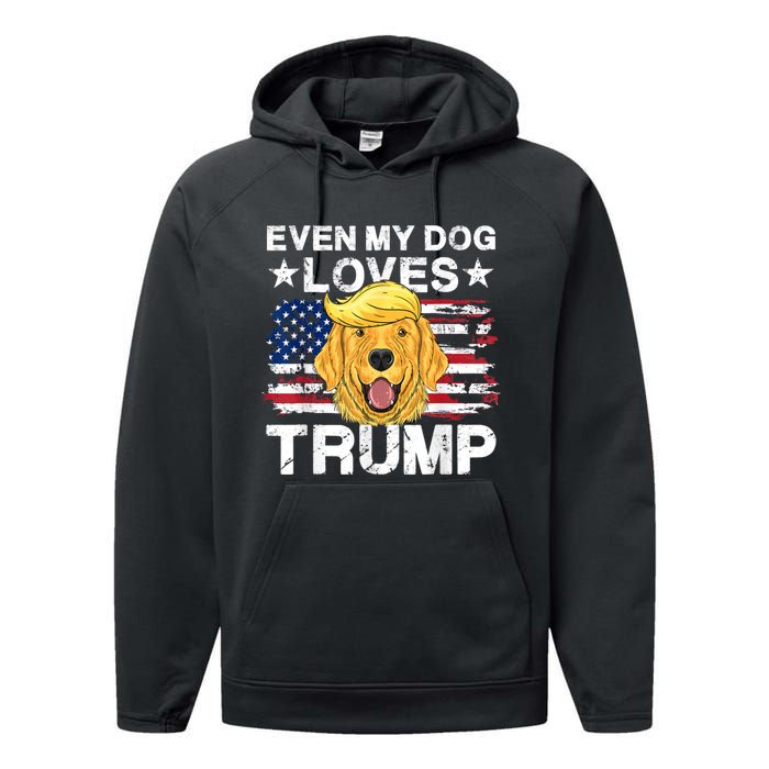 Even My Dog Loves Trump Usa Flag Election Trump Support Performance Fleece Hoodie