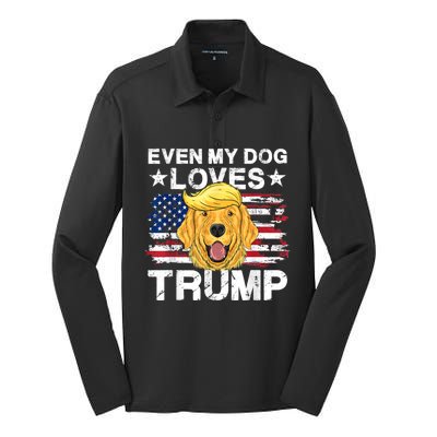 Even My Dog Loves Trump Usa Flag Election Trump Support Silk Touch Performance Long Sleeve Polo